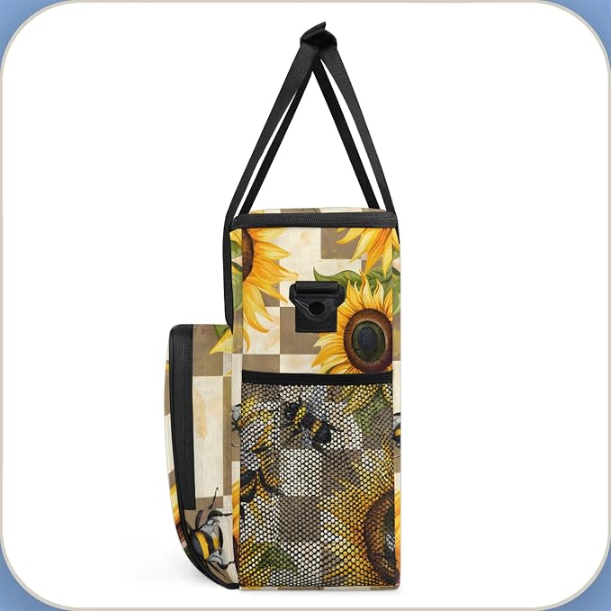 Sunflower Bee Flower Coffee Maker Carring Bag, Large Insulated Storage - Image 4