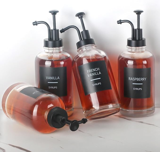 4PCS Coffee Syrup Dispenser, Glass Syrup Dispenser - Image 8