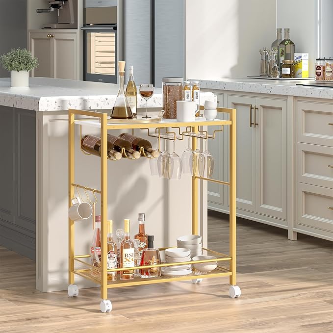 Joaxswe Bar Cart, Home Bar Serving Cart - Image 3