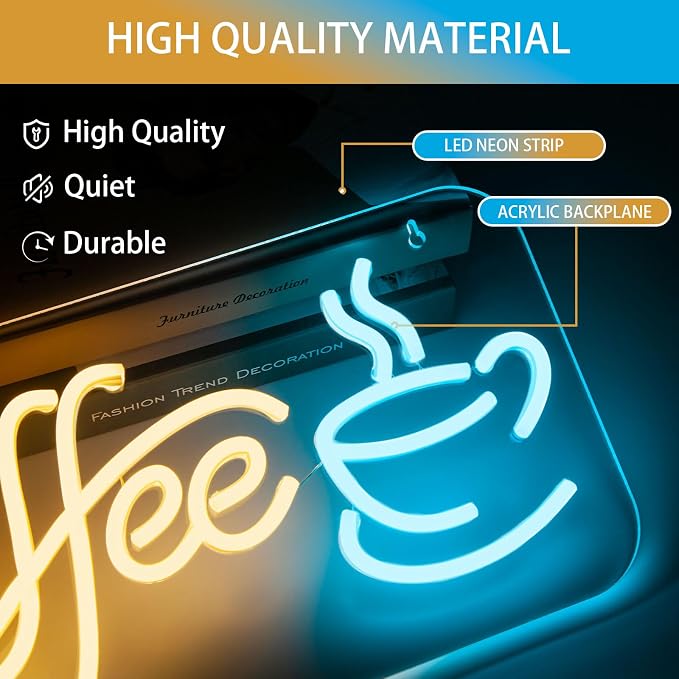 Coffee Neon Sign for Wall Decor, Bright LED Coffee Sign Room Decor Neon Light - Image 4