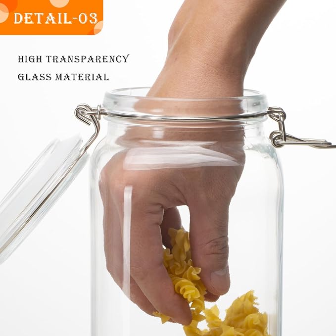 34oz Square Glass Food Storage Jars - Image 6