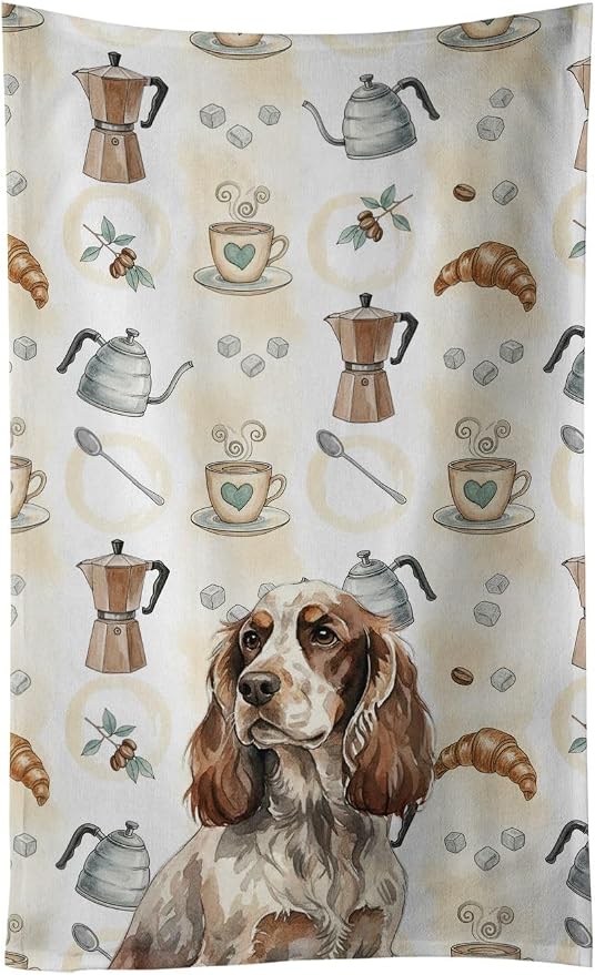 Caroline's Treasures Liver Roan English Cocker Spaniel Coffee Bar Kitchen Towel by CarolinesTreasures