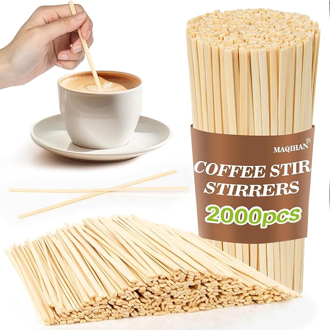 MAQIHAN 2000PCS Bamboo Coffee Stirrers by MaqiIhanCustomOfficial