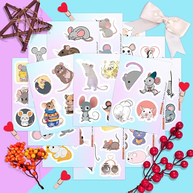 100Pcs Mouse Stickers for Water Bottle and Laptop - Image 5