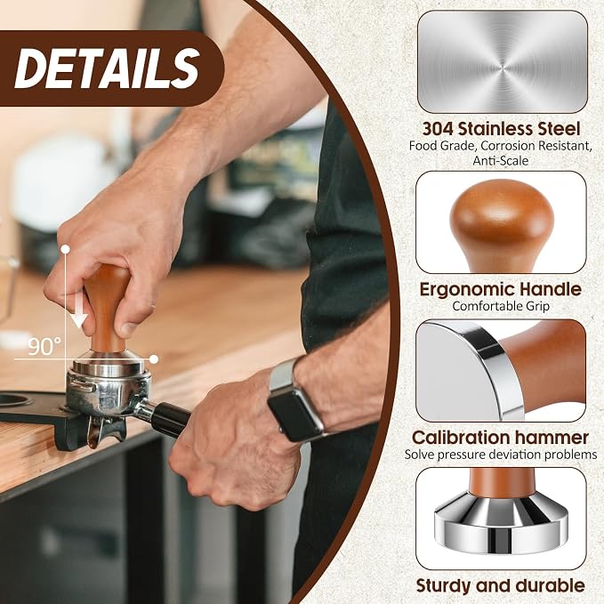 7 Pcs Espresso Accessories Kit, 51 mm Coffee Tamper Set Espresso Machine - Image 3