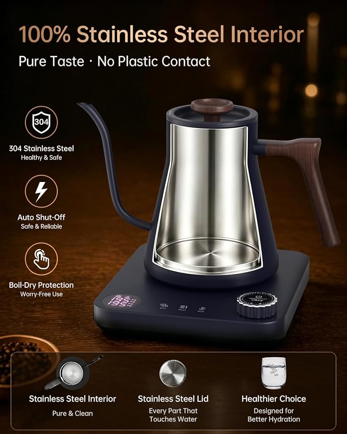 Gooseneck Electric Kettle for Pour Over Coffee, ±1°F Precision Control - Image 5