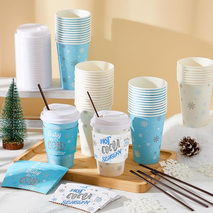 Pickmesh 50 Sets 12oz Winter Baby Shower Party Coffee Cup Sets, Baby It's Cold - Image 6