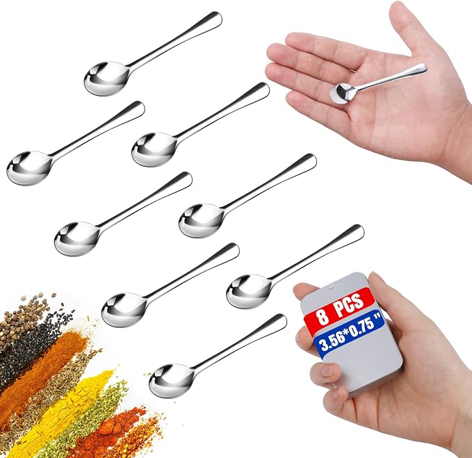 8PCS Tiny Spoons Upgraded Larger Size 3.56 inch by Aosnare