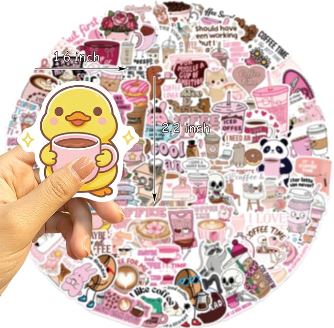 Funny Coffee Stickers Pack, Vinyl Waterproof Cute Decals - Image 4