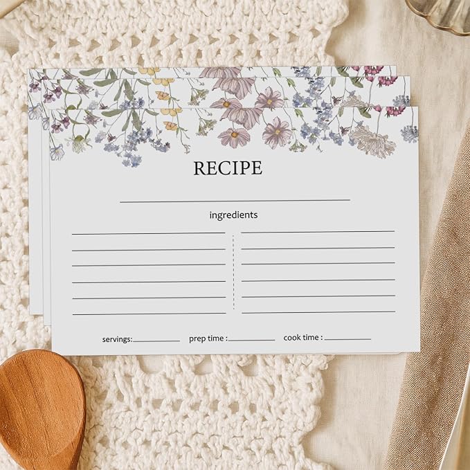50 Pieces 4x6 Recipe Cards for Wildflower Bridal Shower Weeding Christmas - Image 3