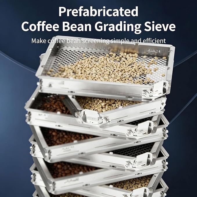 Stainless Steel Green/Cooked Bean Screen, Coffee Bean Grading Sieve Set - Image 2