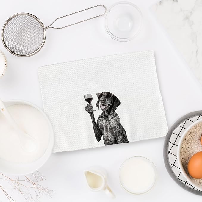 German Shorthaired Pointer Gifts Wine Dog Kitchen Towels, Gifts - Image 6