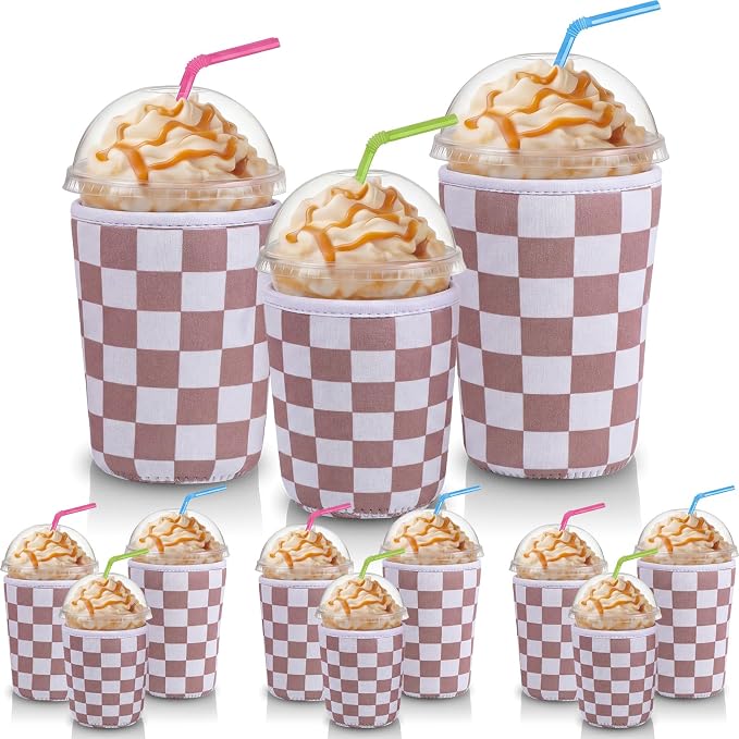 CHENGU 12 Pack Reusable Iced Coffee Sleeves Bulk Cold Cup Neoprene Insulated by CHENGU
