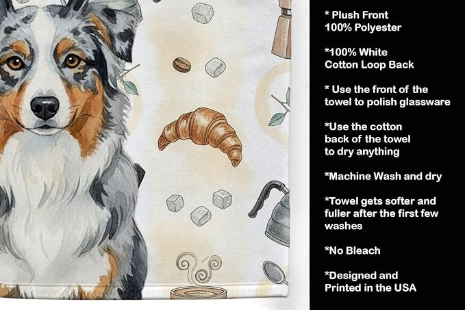 Caroline's Treasures Blue Merle Australian Shepherd Coffee Bar Kitchen Towel - Image 4