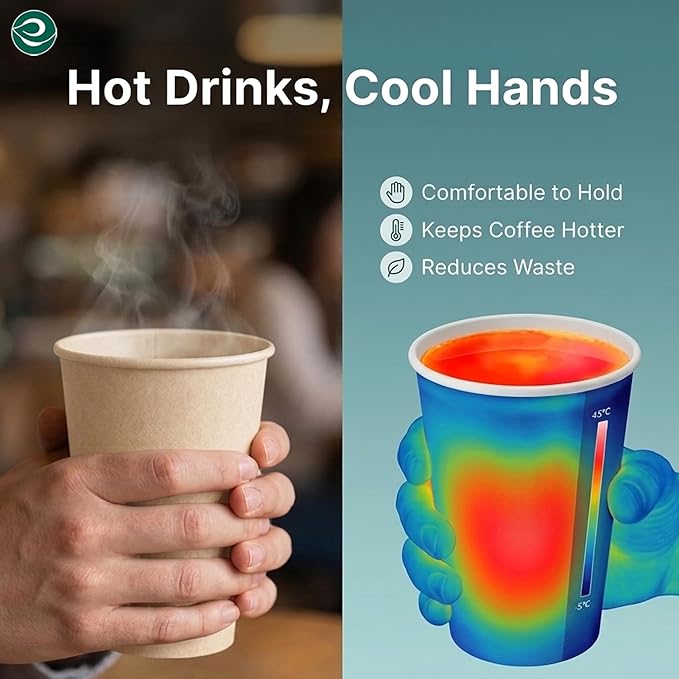ECO SOUL 200 Pack 16 oz Disposable Coffee Cups - Image 7