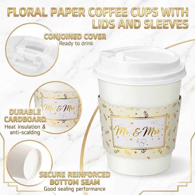 AmazingSpark 48 Sets 8oz Floral Disposable Coffee Cups - Image 4