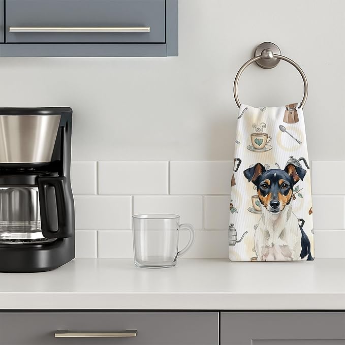 Caroline's Treasures Tricolor Rat Terrier Coffee Bar Kitchen Towel Velour Plush - Image 3