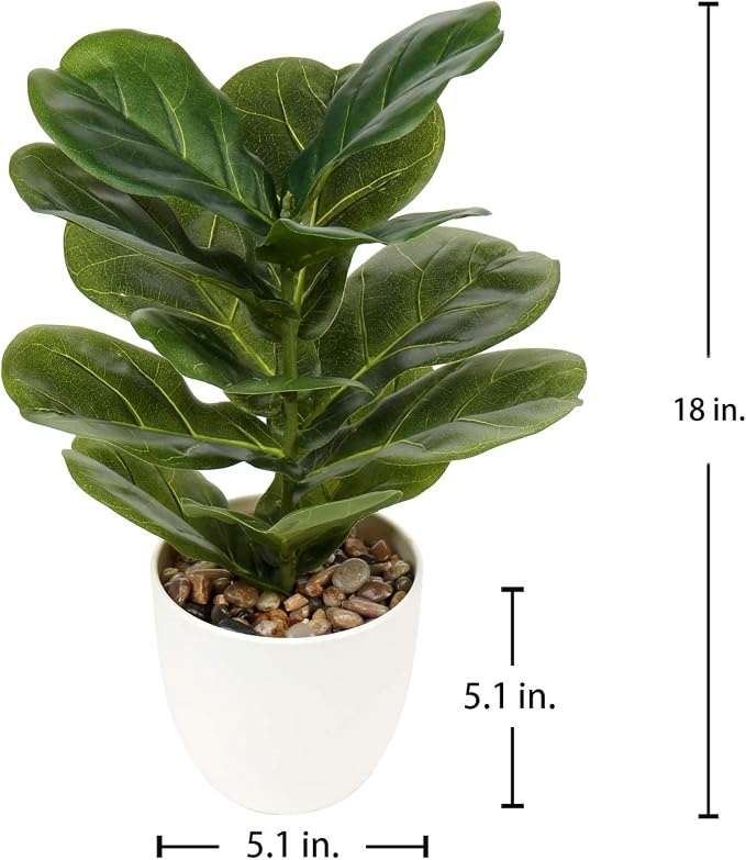 Briful 18 Inch Artificial Plants Realistic Fake Fiddle Leaf Fig Plant Faux - Image 2