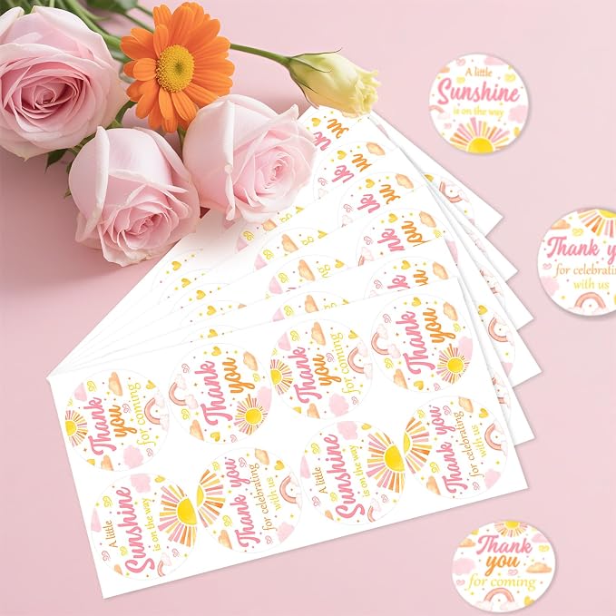 Serencatcher Sunshine Baby Shower Thank You Stickers - Image 3
