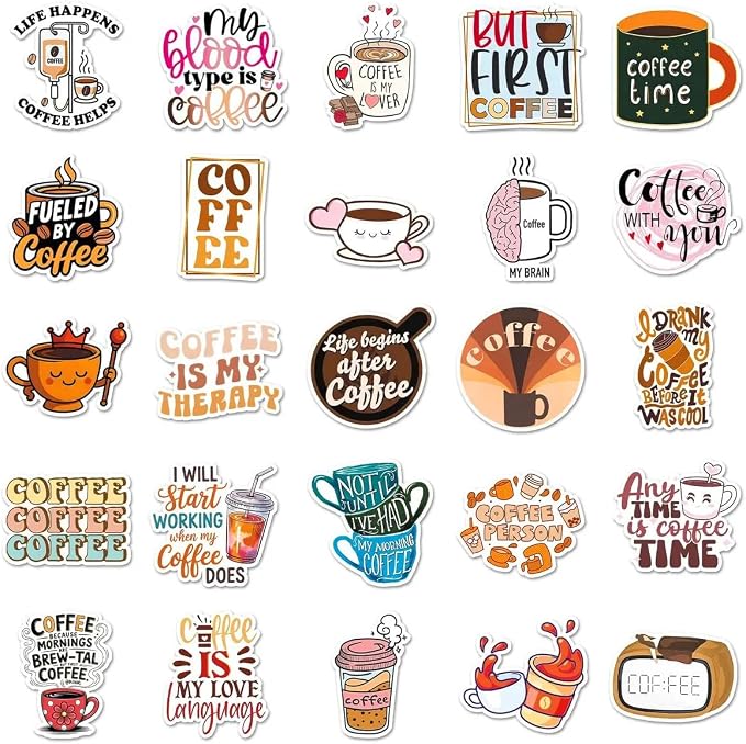 100PCS Coffee Stickers – Cute Coffee Quotes, Coffee Lover & Aesthetic Cafe - Image 3