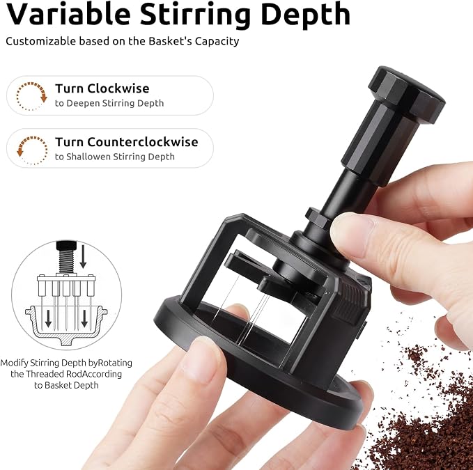 58.3mm WDT Tool Espresso, Press-to-Rotate Espresso Distribution Tool - Image 3