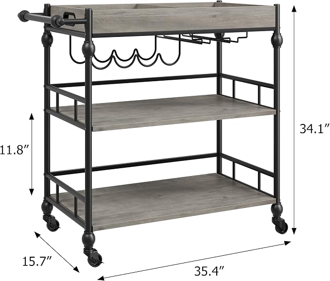GarveeHome Bar Cart with Wheels, 3-Tier Serving Cart - Image 7