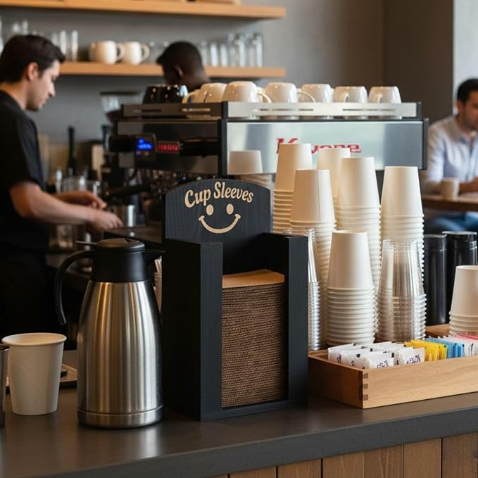 GoFika Coffee Cup Sleeve Holder – Black Hot Cup Dispenser - Image 2