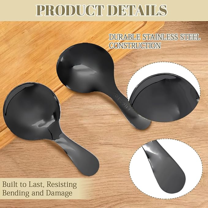 5 Pack Short Handle Scoops, Stainless Steel Mini Scoops Small Spoons, Versatile - Image 3