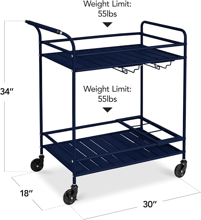 Best Choice Products Rolling Bar Cart, Mobile Home Bar Serving Cart, Serving - Image 2