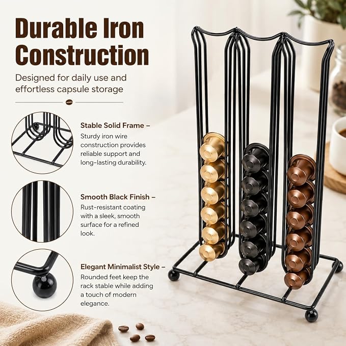 Coffee Capsule Holder Rack Iron 42 Coffee Pods Storage Organizer Tower - Image 3