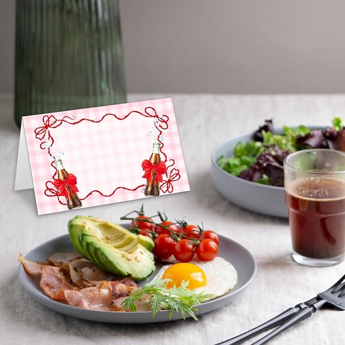 20 Pack "She's Ready to Pop" Place Cards, 4x5 Inch Pink Soda Theme Folded Table - Image 5
