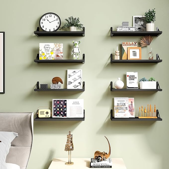 Fixwal Floating Shelves, Width 4.75in Rustic Wood Wall Shelves Set of 8 - Image 7