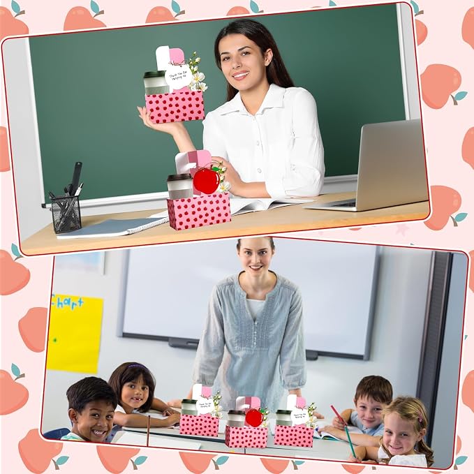 24 Set Teacher Appreciation Gifts Apple 2 Cup Drink Carrier - Image 6