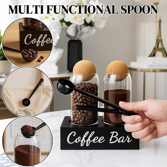 Coffee Container Set of 2 – 34oz Airtight Glass Coffee Bean Storage Jars - Image 5