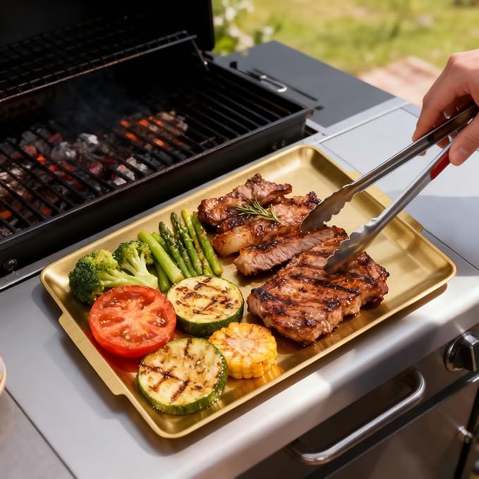 16.3" x 11" Large Serving Platters Set of 2, Stainless Steel Heavy-Duty Large - Image 5