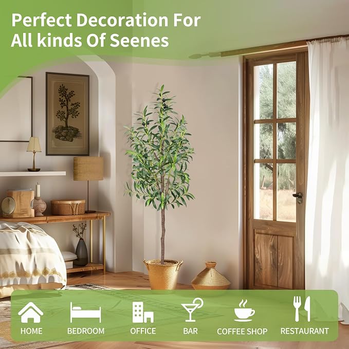 Artificial Olive Tree 5FT Tall Faux Silk Plant 60inch Fake Olive Tree - Image 7