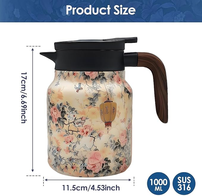 Vintage Pattern Coffee Carafes, 35 Oz/1 Liter - Image 2