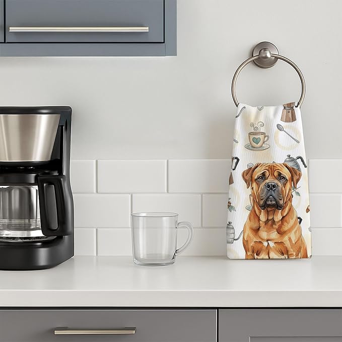 Caroline's Treasures Red Bullmastiff Coffee Bar Kitchen Towel Velour Plush - Image 3