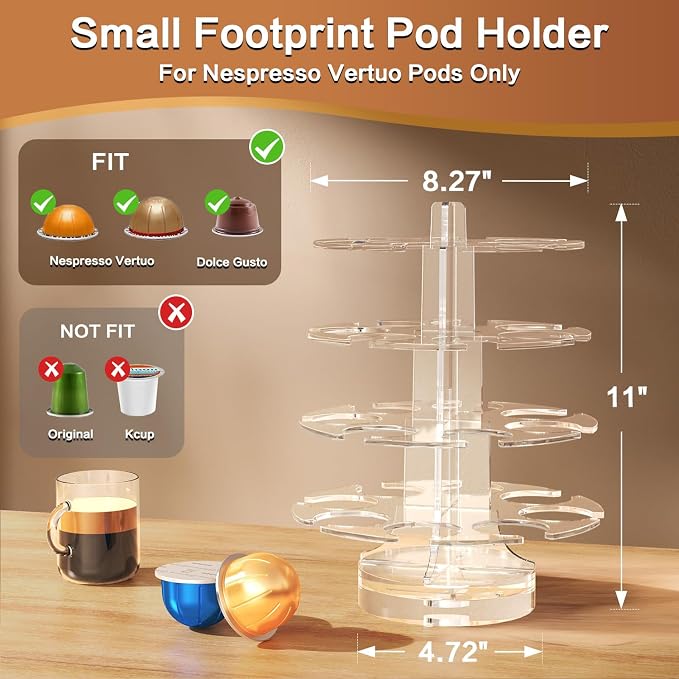 Coffee Pods Holder Acrylic Carousel Stand Compatible - Image 3