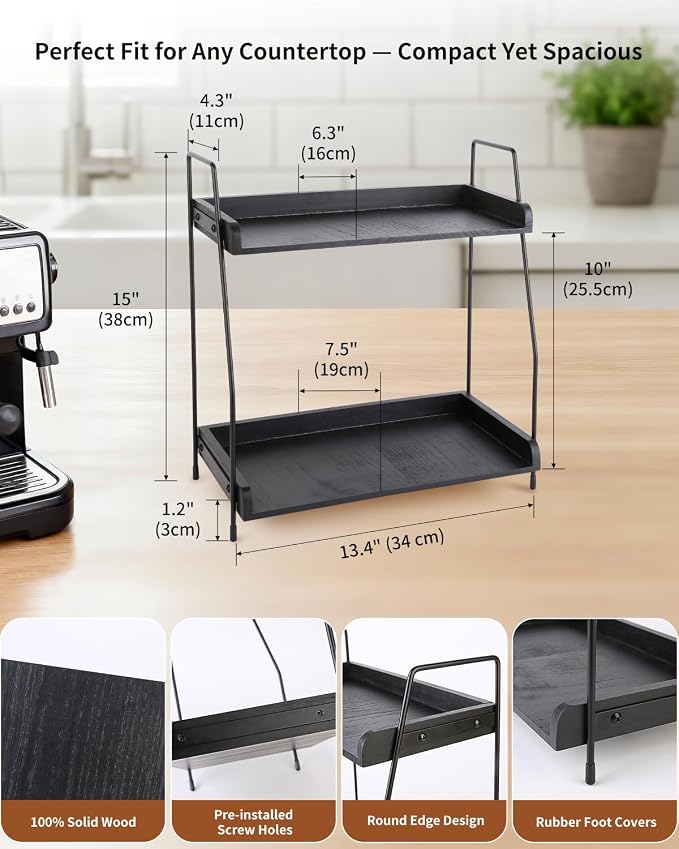 Coffee Bar Organizer for Countertop, 2-Tier Coffee Station Organizer - Image 2