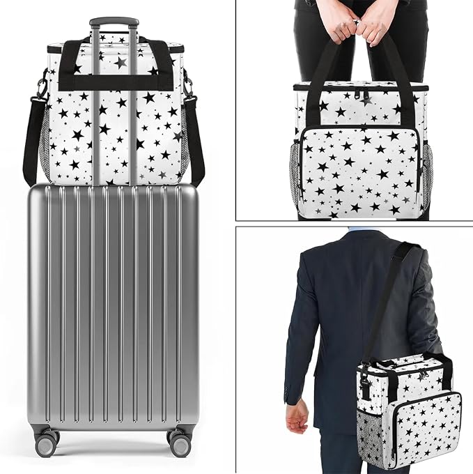 Geometric Stars Coffee Maker Carring Bag, Large Insulated Storage Organizer - Image 7