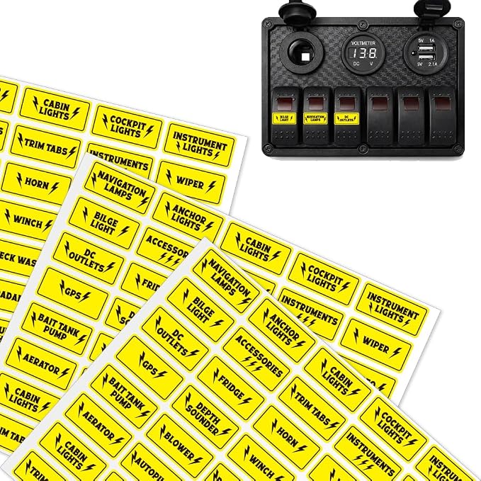 200 Pcs Boat Switch Panel Label, Oval Marine Boat Dash Board Switch Instrument - Image 3