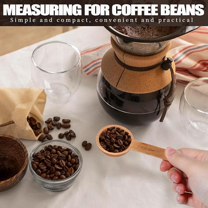 4 Pack Wooden Small Scoops for Jars, 1 Tablespoon Coffee Scoop in Beech Wood - Image 2