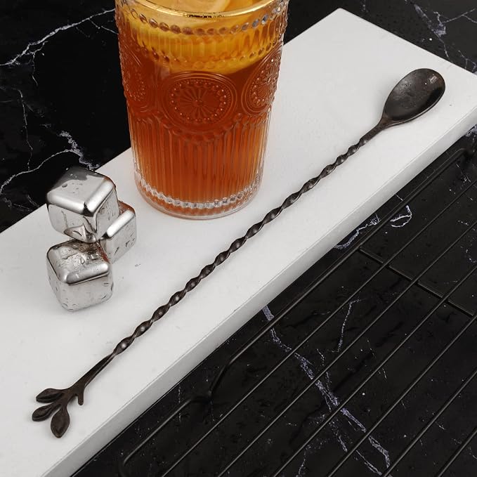 AnSaw Black 12-Inch Stainless Steel Cocktail Spoon - Image 3