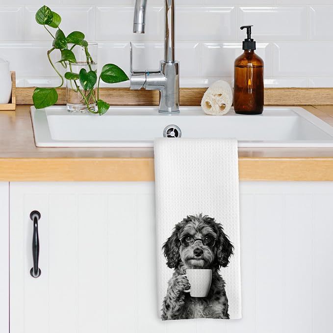 Funny Aussiedoodle Coffee Bar Kitchen Dish Towels, Aussiedoodle Gifts - Image 3