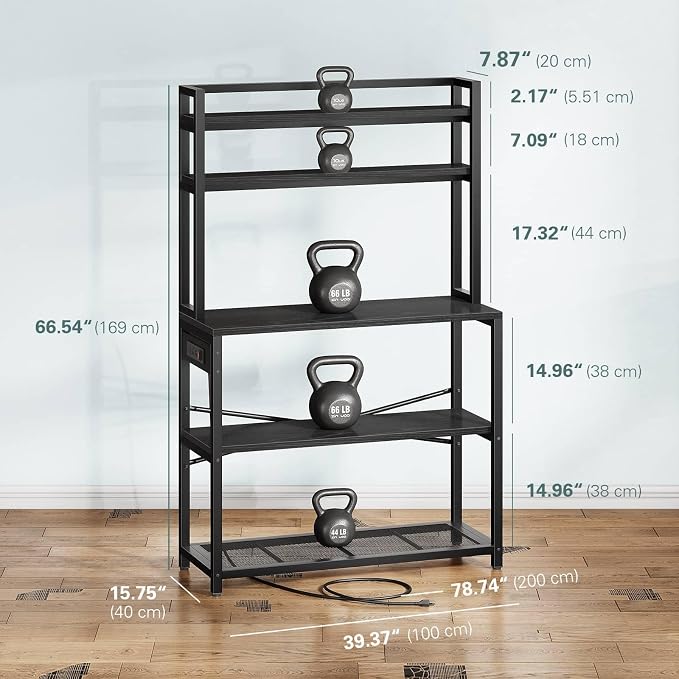 Denkee Large Bakers Rack with Power Outlets, 38 Inch Microwave Stand with - Image 3