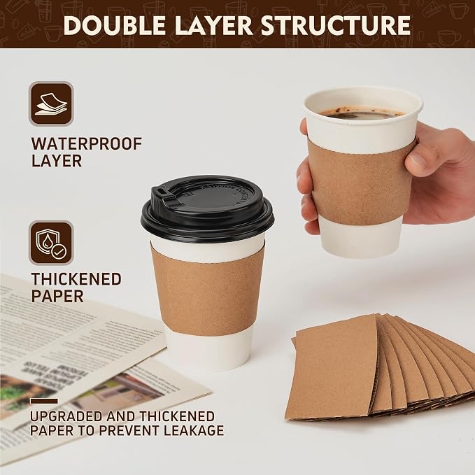 YEEHAW 12 oz 100 Pack Disposable Paper Coffee Cups - Image 5