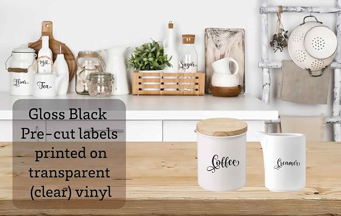 6 PCS Sugar Flour Milk Creamer Tea Coffee Pantry Labels Kitchen Stickers - Image 4
