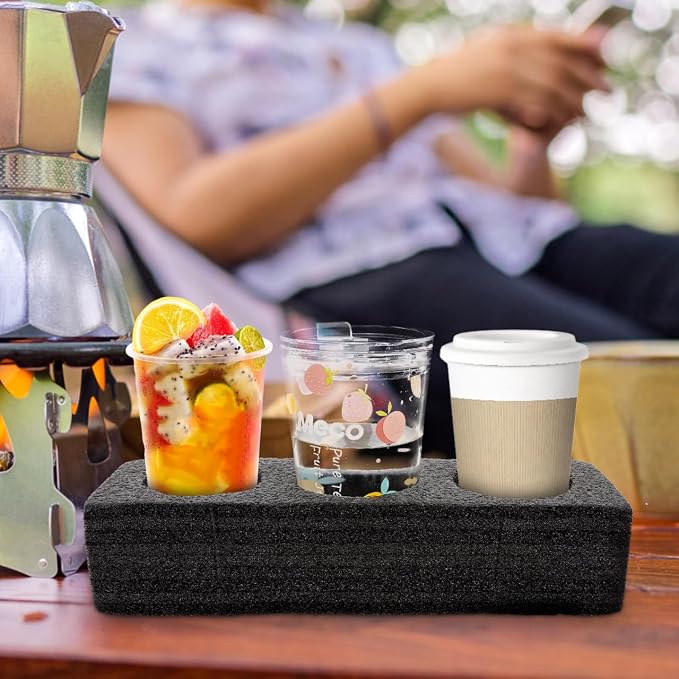 Vaguelly Portable Milk Tea Cup Holder 3-Hole Beverage Drink Carrier Tray - Image 4