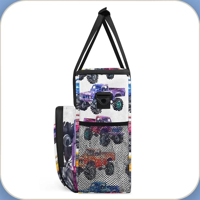 Cars Monster Trucks Coffee Maker Carring Bag, Large Insulated Storage Organizer - Image 4